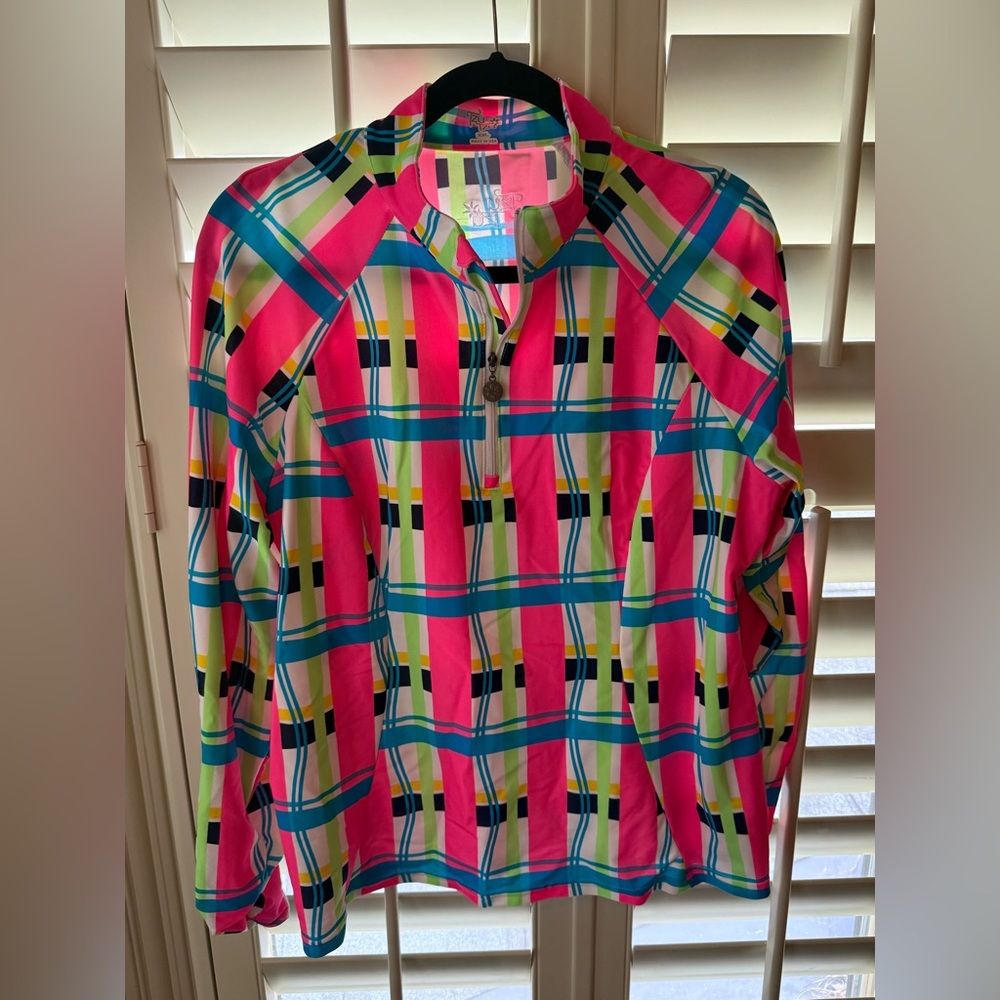 Tzu Tzu Pink and Blue Plaid Women's Top